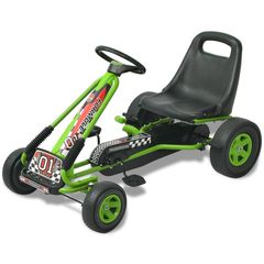 vidaXL Go Kart με Πετάλια με Ρυθμιζόμενο Κάθισμα Πράσινο