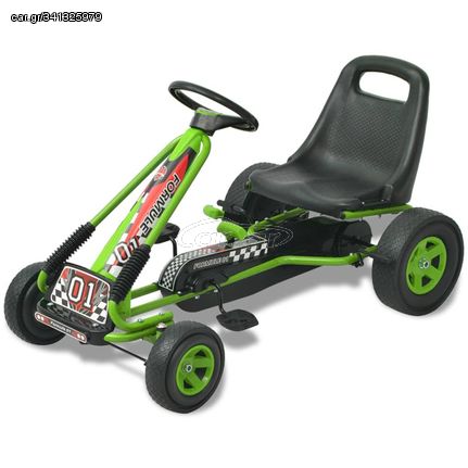 vidaXL Go Kart με Πετάλια με Ρυθμιζόμενο Κάθισμα Πράσινο