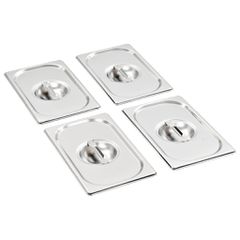 vidaXL Καπάκια για Λεκάνες GN 1/4 4 τεμ. από Ανοξείδωτο Ατσάλι