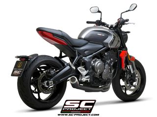 Sc Project Εξάτμιση Ολόσωμη 3-1 CR-T  S.Steel Matt Black Λαιμοί Carbon Τελικό Triumph Trident 660 2021 - 2024 Racing Version Χωρις Προδιαγραφές Θορύβου