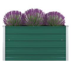 vidaXL Ζαρντινιέρα Ψηλή Πράσινη 100x100x45 εκ. Γαλβανισμένος Χάλυβας