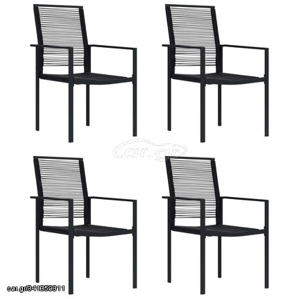 vidaXL Καρέκλες Kήπου 4 τεμ. Μαύρες από Ρατάν PVC