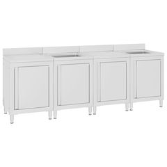 vidaXL Λάντζα Κλειστή με Ερμάριο 240 x 60 x 96 εκ. Ανοξείδωτο Ατσάλι