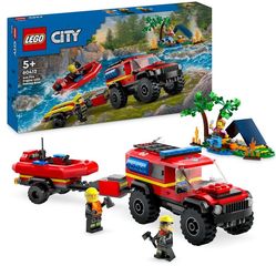 LEGO(R) City: 4x4 Fire Truck with Rescue Boat Toy (60412)
