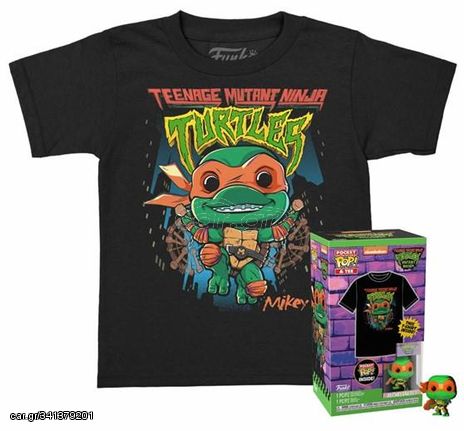 Funko Pocket Pop!  Tee (Child): Teenage Mutant Ninja Turtles Mutant Mayhem - Michelangelo Vinyl Figure and T-Shirt (S)