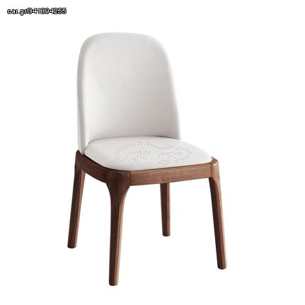 VISTA Καρέκλα Τραπεζαρίας- Κουζίνας, Απόχρωση Καρυδί, Pu Εκρού Ε797,1 Καρυδί/Εκρού από Ξύλο/PVC - PU  57x46x88cm  4τμχ