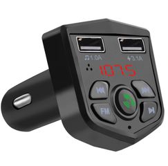 Bluetooth 5.0 Handsfree Car Kit FM Transmitter 3.1A Quick Dual USB Charger LCD Digital Voltmeter TF Card U disk AUX Player