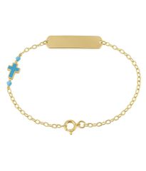 Παιδική Ταυτότητα Χρυσή Κ9 με Σταυρό & Σμάλτο – 16εκ 110115C