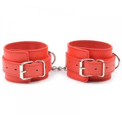 BDSM RED FAUX LEATHER ANKLE CUFFS