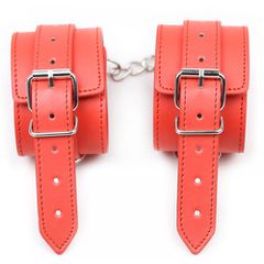 BDSM RED FAUX LEATHER ANKLE CUFFS-thumb-13