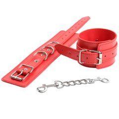 BDSM RED FAUX LEATHER ANKLE CUFFS-thumb-2