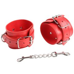 BDSM RED FAUX LEATHER ANKLE CUFFS-thumb-4