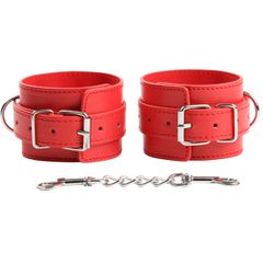 BDSM RED FAUX LEATHER ANKLE CUFFS-thumb-6