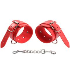 BDSM RED FAUX LEATHER ANKLE CUFFS-thumb-1