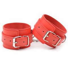 BDSM RED FAUX LEATHER ANKLE CUFFS-thumb-12