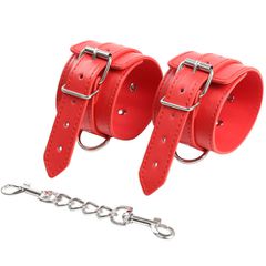 BDSM RED FAUX LEATHER ANKLE CUFFS-thumb-8