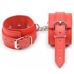 BDSM RED FAUX LEATHER ANKLE CUFFS-thumb-11