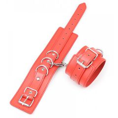 BDSM RED FAUX LEATHER ANKLE CUFFS-thumb-10
