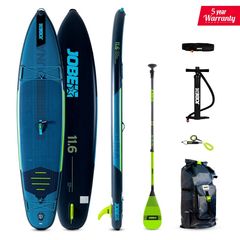 JOBE AERO DUNA SUP BOARD 11.6 PACKAGE STEEL BLUE WITH FIBERGLASS PADDLE LIME