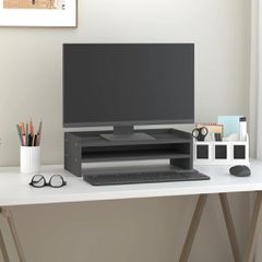 vidaXL Βάση Οθόνης Γκρι 50 x 24 x 16 εκ. από Μασίφ Ξύλο Πεύκου-thumb-2