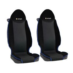 Πλατοκαθίσματα Μπροστινών Καθισμάτων Smart ΤechLine Ύφασμα Τρυπητό / Βελούδο Μαύρο Με Μπλε Ρέλι Για Smart 450/451/452 2 Τεμάχια