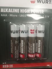 WURTH ΑΛΚΑΛΙΚΗ ΜΠΑΤΑΡΙΑ AAA 1.5V LR03 BLIST RED LINE 4ΤΜΧ 08270012