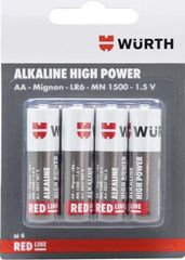 WURTH ΑΛΚΑΛΙΚΗ ΜΠΑΤΑΡΙΑ ΑΑ 1.5V LR6 BLISTRED LINE RED LINE 4TMX  08270014