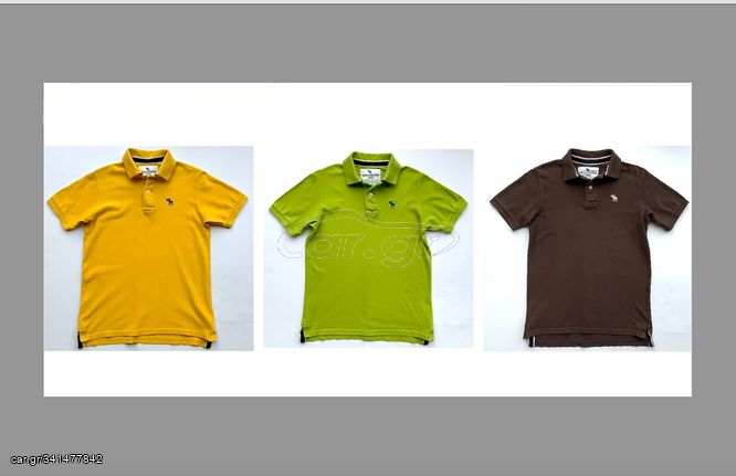 3  X ABERCROMBIE Παιδικές Μπλούζες Polo Κίτρινη+Πράσινη+ Καφέ  - Size L