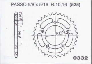 ΓΡΑΝΑΖΙ ΠΙΣΩ ΤΡΟΧΟΥ CHIARAVALLI 44-0332-C HONDA STEED/VT600