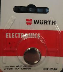 WURTH ΜΠΑΤΑΡΙΑ ΠΛΑΚΕ ΛΙΘΙΟΥ CR1616 3V