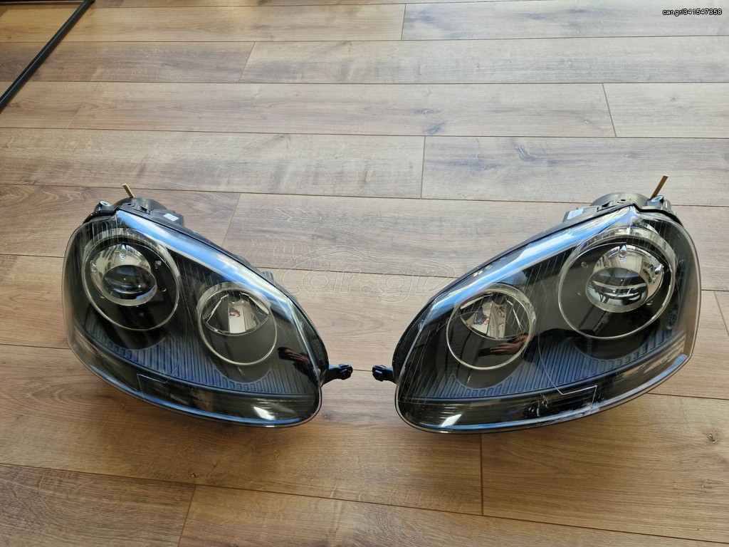 Μπροστινά Φανάρια Set Για Vw Golf V (5) 03-08 Projectors GTI / R32 Look Μαύρα H7/H7 Με Μοτέρ & E-Mark