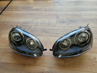 Μπροστινά Φανάρια Set Για Vw Golf V (5) 03-08 Projectors GTI / R32 Look Μαύρα H7/H7 Με Μοτέρ & E-Mark 