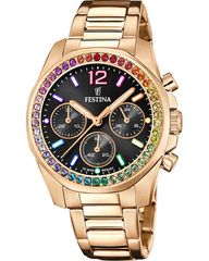 Festina Crystals Chronograph Rose Gold Stainless Steel Bracelet F20639/3