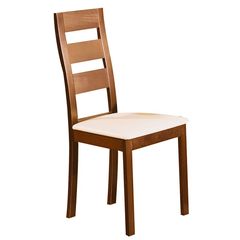 MILLER Καρέκλα Οξιά Honey Oak, PVC Εκρού Ε782,10 Καρυδί/Εκρού από Ξύλο/PVC - PU  45x52x97cm  2τμχ