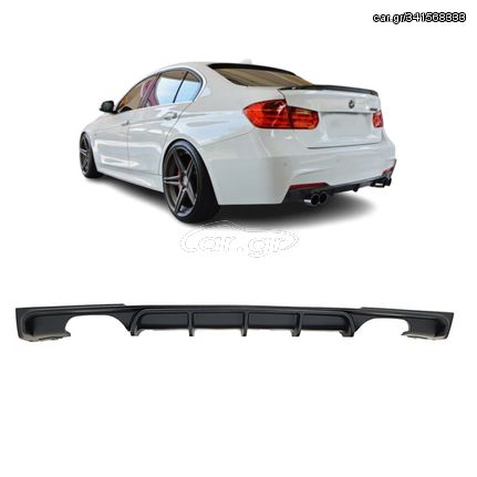 Diffuser Πίσω Προφυλακτήρα Για Bmw 3 F30/F31 11-19 M-Packet Μαύρο Ματ Με 2 Διπλές Τρύπες Εξάτμισης Αριστερά & Δεξιά Από Abs Πλαστικό 1 Τεμάχιο