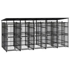 vidaXL Κλουβί Σκύλου Εξωτερικού Χώρου με Οροφή 9,22 μ² από Ατσάλι