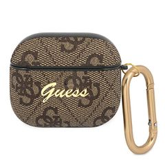 Guess GUA34GSMW AirPods 3 cover brązowy/brown 4G Script Metal Collection