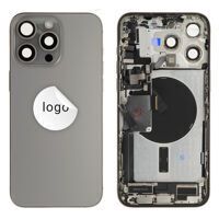 For iPhone/iPad (AP15PM24GRPSP) Rear Cover - Natural Titanium (Pulled incl middle frame), for model iPhone 15 Pro Max (incl. smallparts)