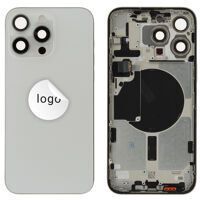 For iPhone/iPad (AP15PM24WP) Rear Cover - White Titanium (Pulled incl middle frame), for model iPhone 15 Pro Max (with buttons and without smallparts)