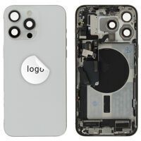 For iPhone/iPad (AP15PM24WPSP) Rear Cover - White Titanium (Pulled incl middle frame), for model iPhone 15 Pro Max (incl. smallparts)