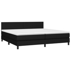 vidaXL Κρεβάτι Boxspring με Στρώμα & LED Μαύρο 200x200 εκ. Υφασμάτινο