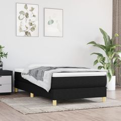 vidaXL Κρεβάτι Boxspring με Στρώμα Μαύρο 90x200 εκ. Υφασμάτινο