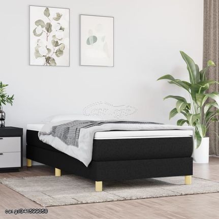 vidaXL Κρεβάτι Boxspring με Στρώμα Μαύρο 90x200 εκ. Υφασμάτινο