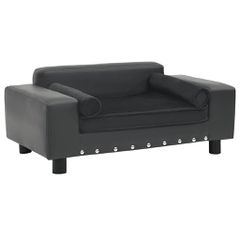 vidaXL Καναπές-Κρεβάτι Σκύλου Σκ. Γκρι 81x43x31εκ. Βελουτέ/Συνθ. Δέρμα