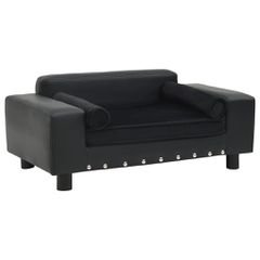 vidaXL Καναπές-Κρεβάτι Σκύλου Μαύρο 81x43x31 εκ. Βελουτέ/Συνθετ. Δέρμα