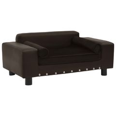 vidaXL Καναπές-Κρεβάτι Σκύλου Καφέ 81x43x31 εκ. Βελουτέ/Συνθετ. Δέρμα