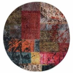 vidaXL Χαλί Πλενόμενο Πολύχρωμο Ø 120 εκ. Patchwork-thumb-1