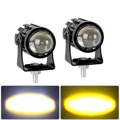Σετ Mini Προβολάκια Αλουμινίου Μοτοσυκλέτας 12V Λευκού & Κίτρινου Φωτισμού 2τμχ ΔΩΡΟ ΔΙΑΚΟΠΤΗΣ