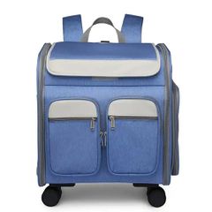 Τσάντα μεταφοράς τρόλεϊ/τσάντα πλάτης σκύλου/γάτας 2 σε 1 με 4 ροδάκια Μ41xΠ30xΥ43cm έως 9 κιλά - Μπλε