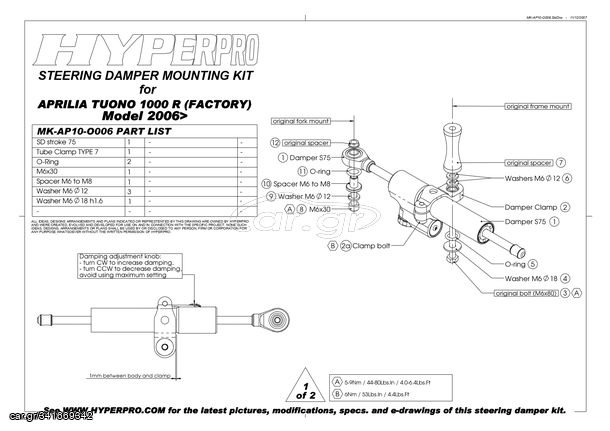 HyperPro Stabilizer Aprilia Tuono 1000 2003> 